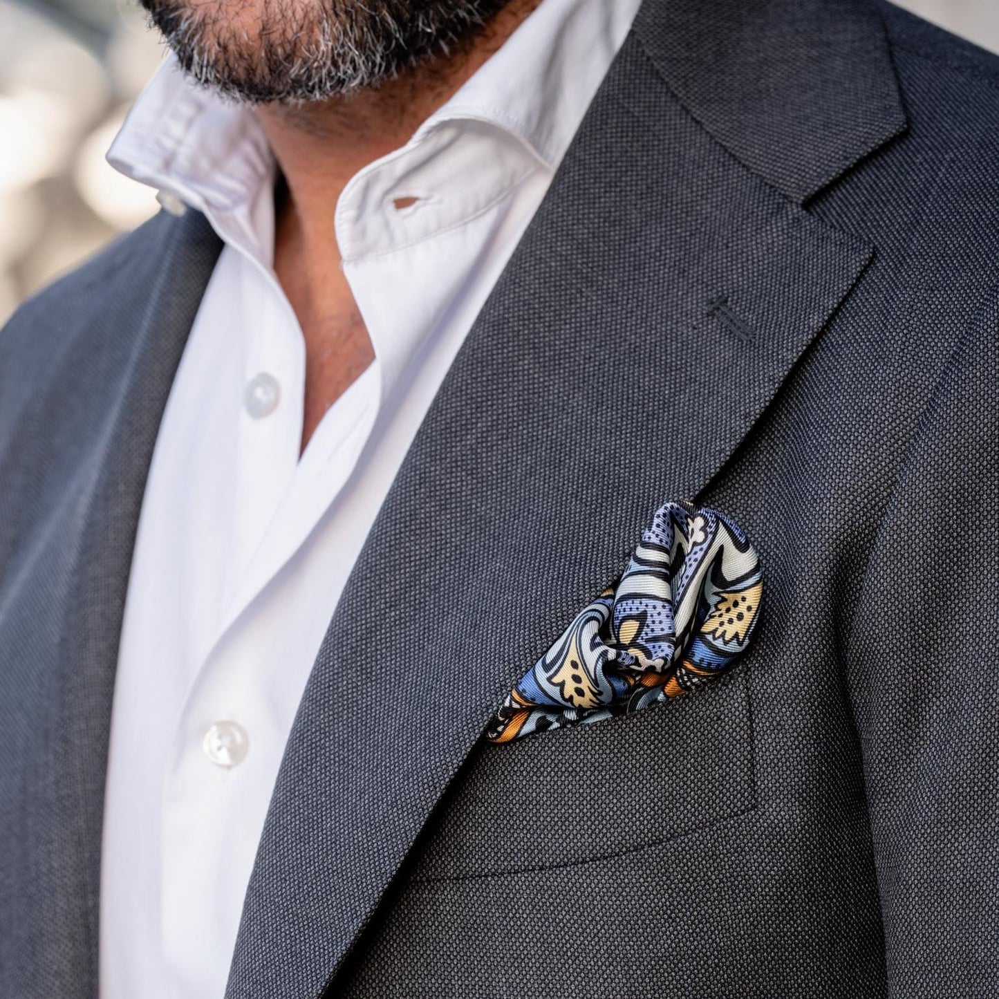 Tragara - Silk Pocket Square - Azure