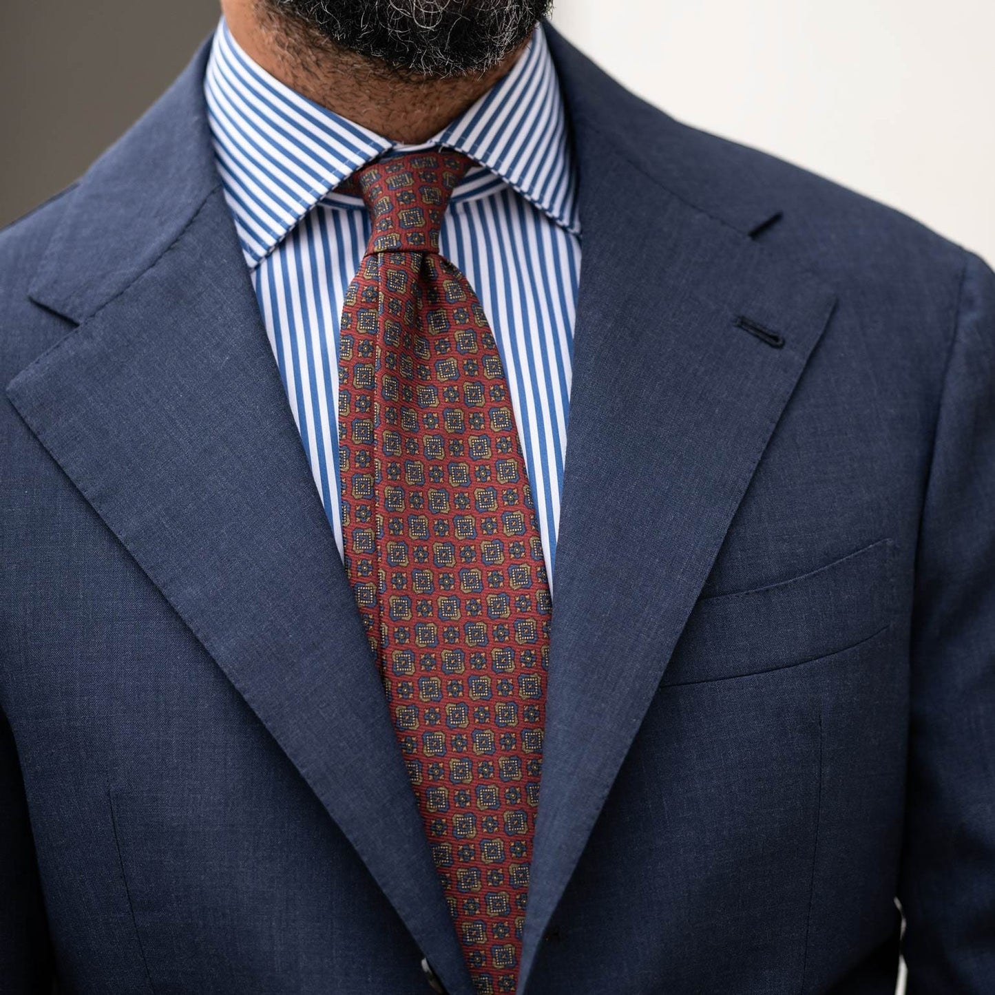 Parma - Printed Madder Silk Tie - Barn Red