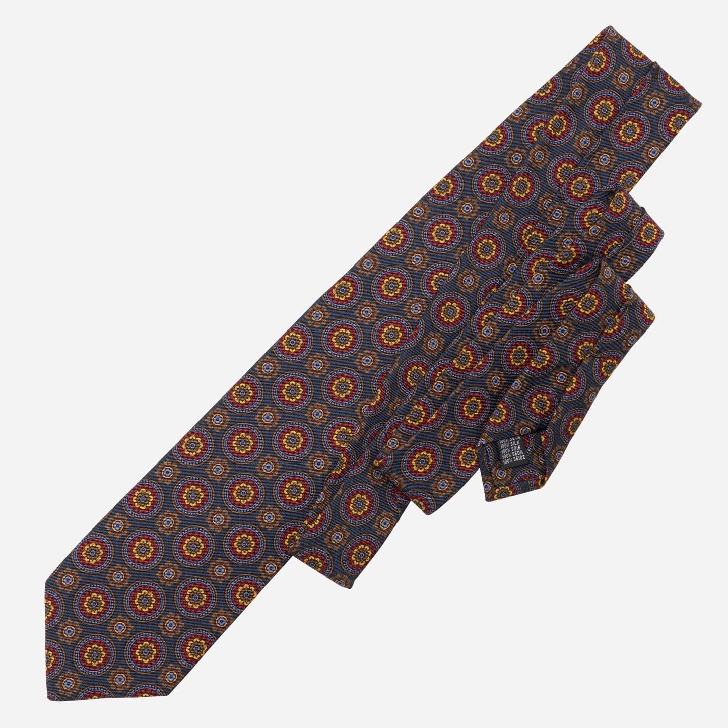 La Vigna - Printed Wool & Silk Tie - Navy