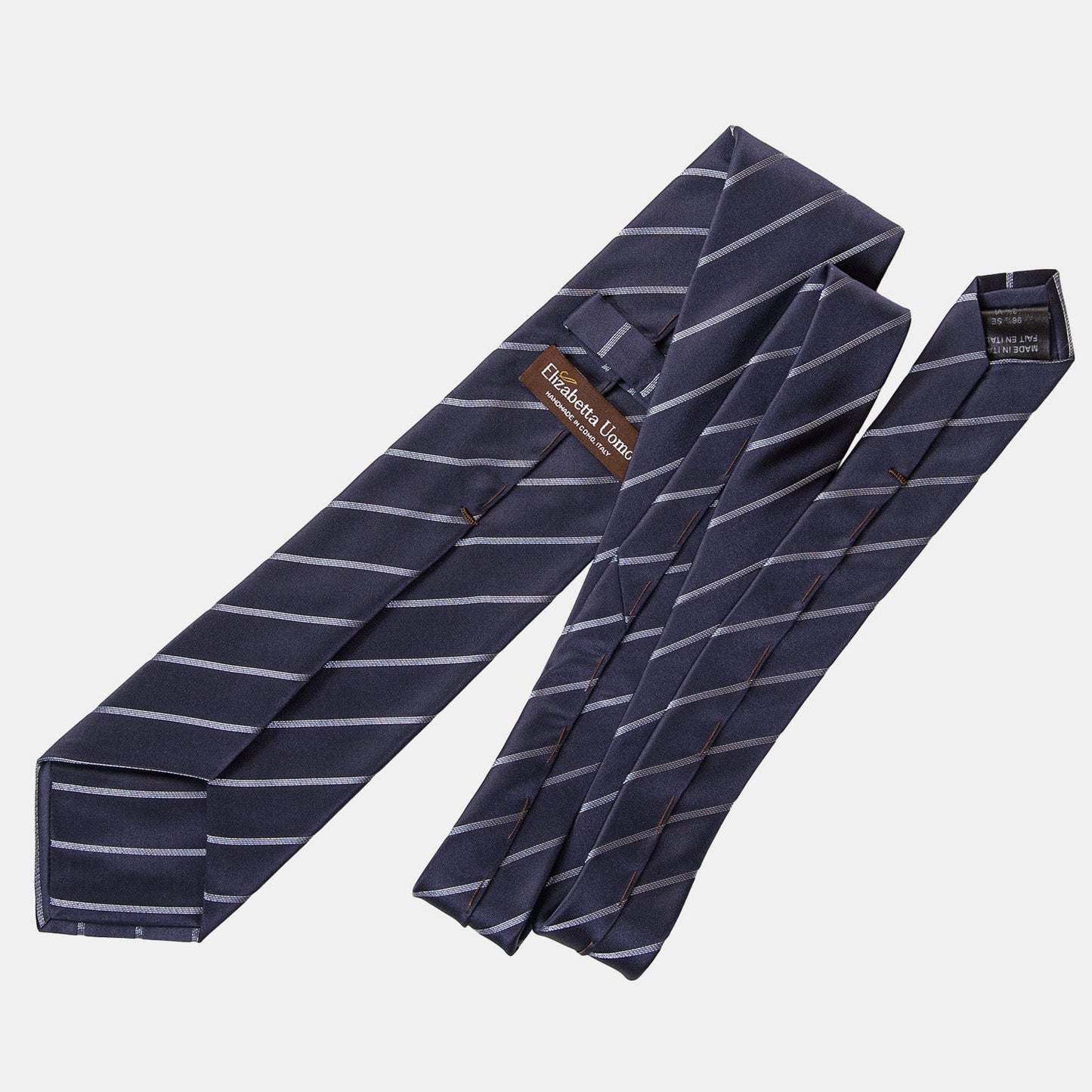 Esino - Silk Jacquard Tie - Midnight Blue and Silver