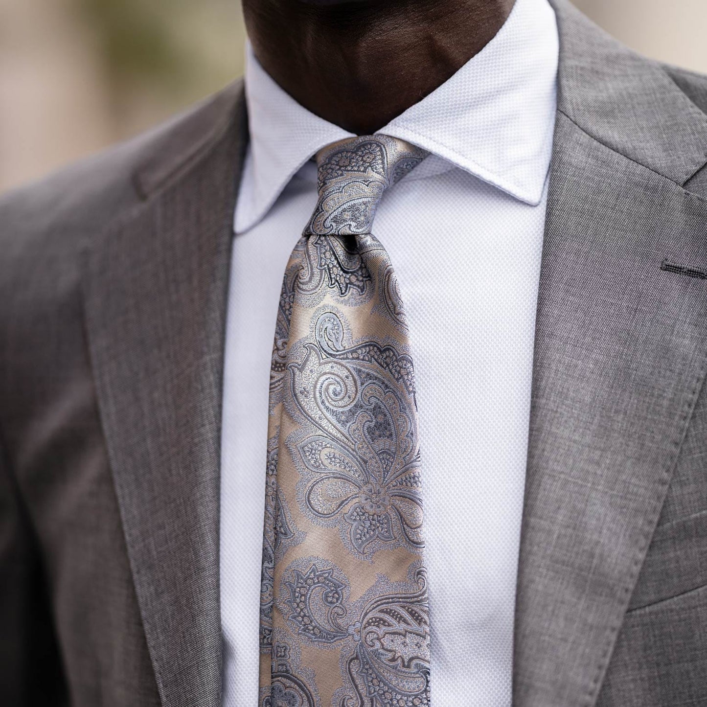 Cortina - Silk Jacquard Tie - Warm Pewter