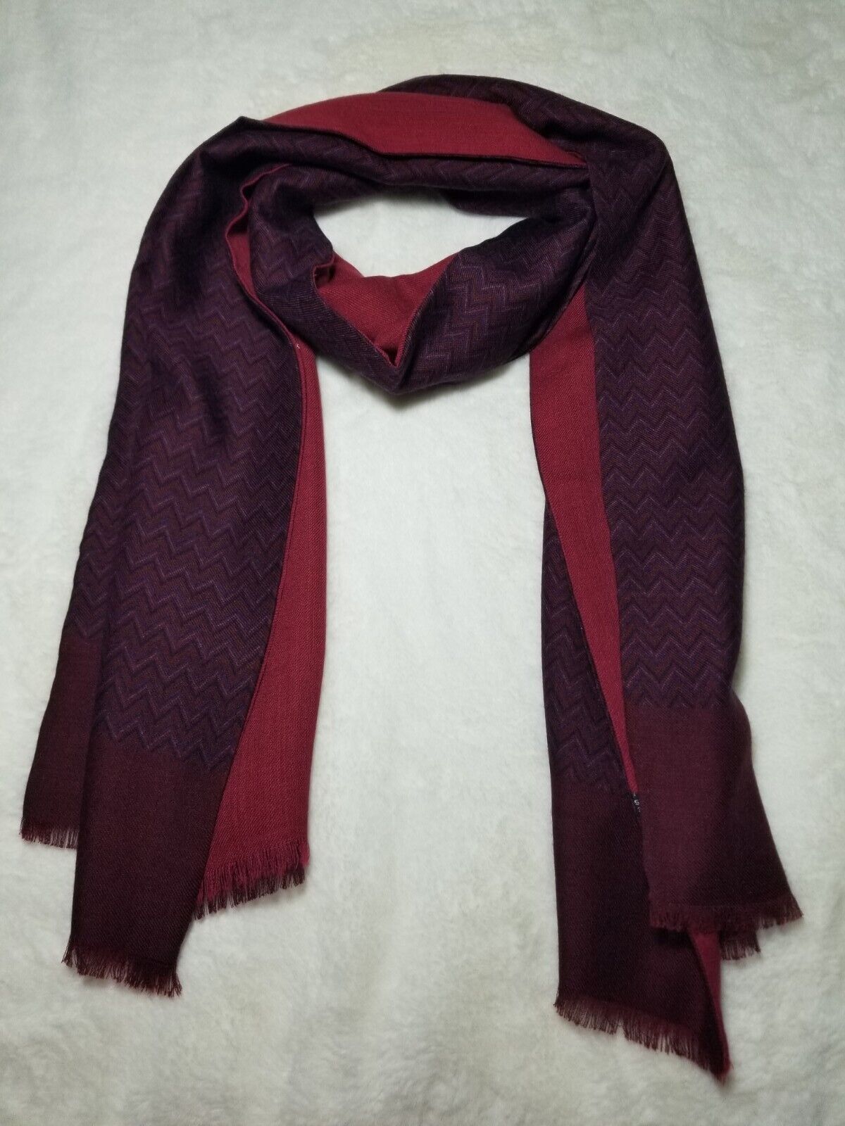 Reversible Burgundy Wool/Silk/Cashmere Scarf