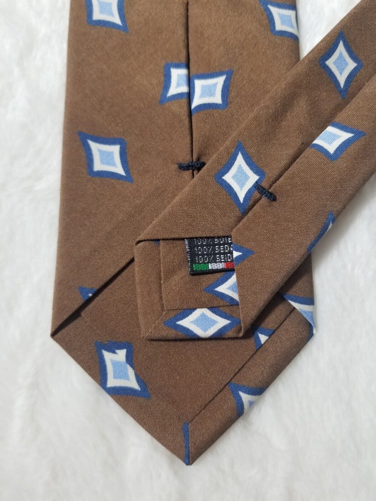 Brown Geometric Ancient Madder Silk Tie (Handmade in Italy)