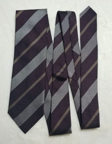 Burgundy / Silver Striped Silk Grenadine Tie (Garza Fina)