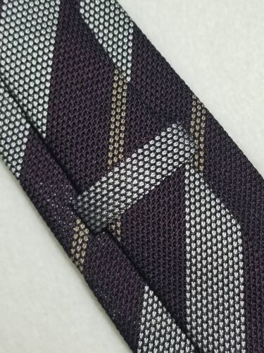 Burgundy / Silver Striped Silk Grenadine Tie (Garza Fina)