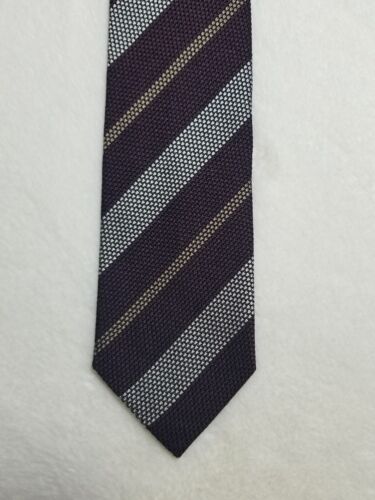 Burgundy / Silver Striped Silk Grenadine Tie (Garza Fina)