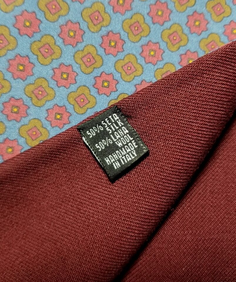 Reversible Red & Blue Floral Ancient Madder Silk Scarf