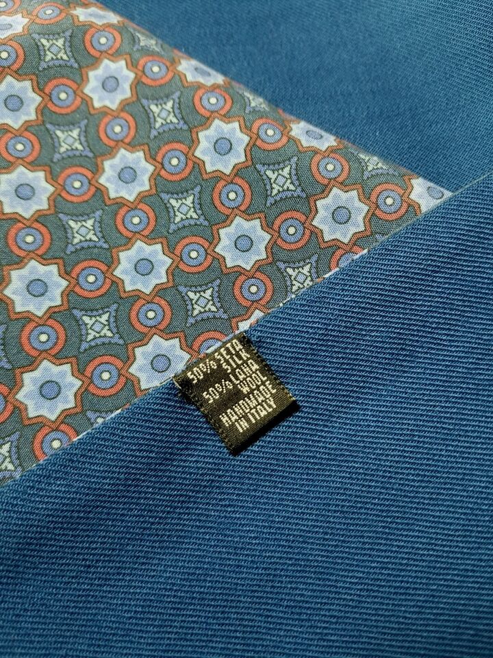 Reversible Navy Blue Foulard Ancient Madder Silk Scarf