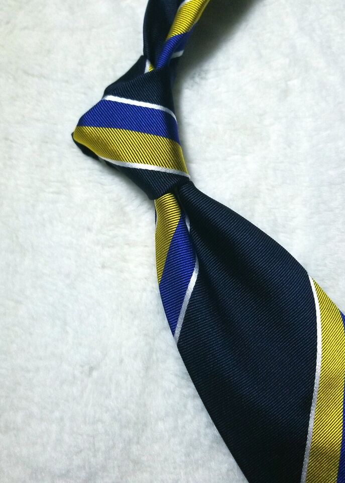 Navy Blue Regimental Stripe Repp Silk Tie