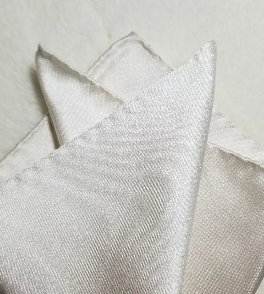 White Silk Satin Pocket Square
