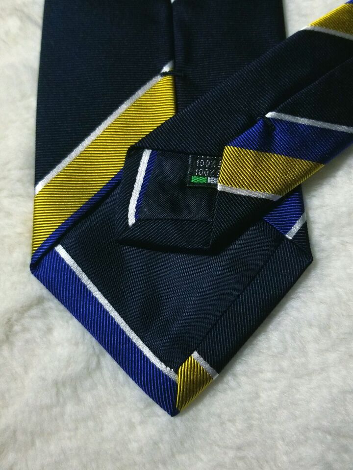 Navy Blue Regimental Stripe Repp Silk Tie