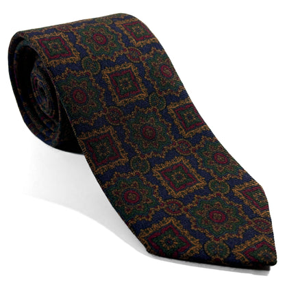 Navy Blue Large Geometric Wool/Silk Tie