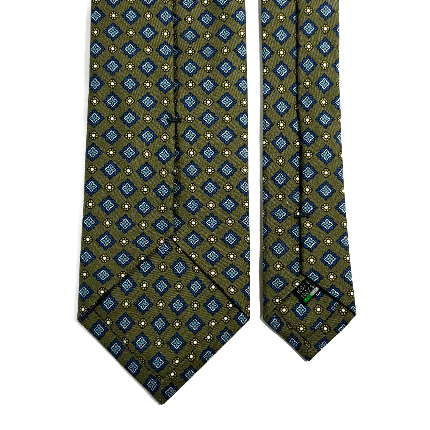 Olive Green Geometric Ancient Madder Silk Tie