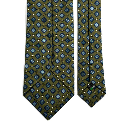 Olive Green Geometric Ancient Madder Silk Tie