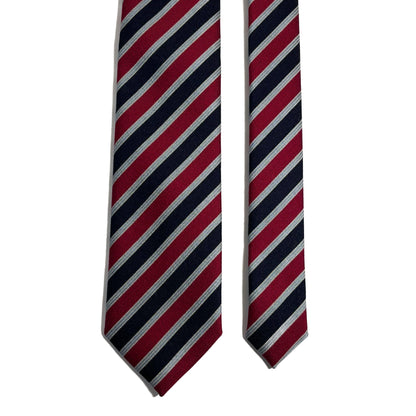 Red / Navy Blue Striped Wool/Silk Tie