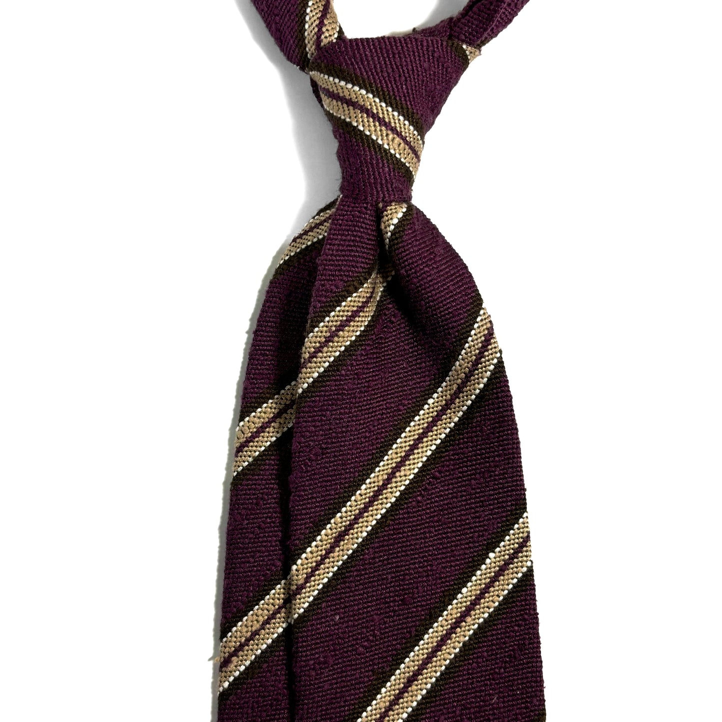 Wine Red Stripe Untipped Silk Shantung Tie
