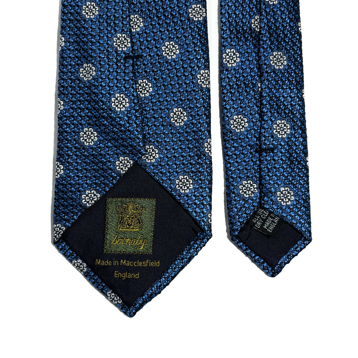 Blue Floral Silk Grenadine Tie (English Weave)