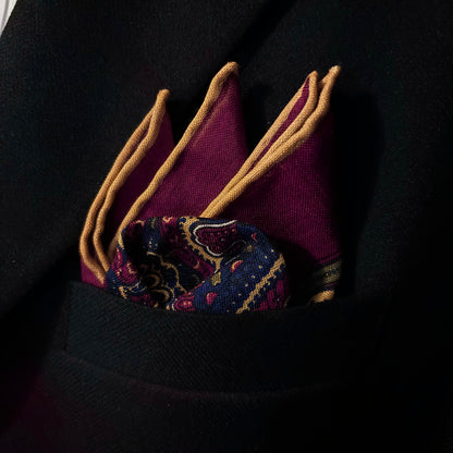 Dominus - Magenta & Yellow - Wool/Silk Pocket Square