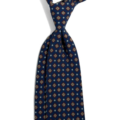 Navy Blue Geometric Ancient Madder Silk Tie