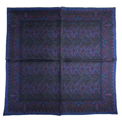 Navy Blue & Pink Paisley Ancient Madder Silk Pocket Square