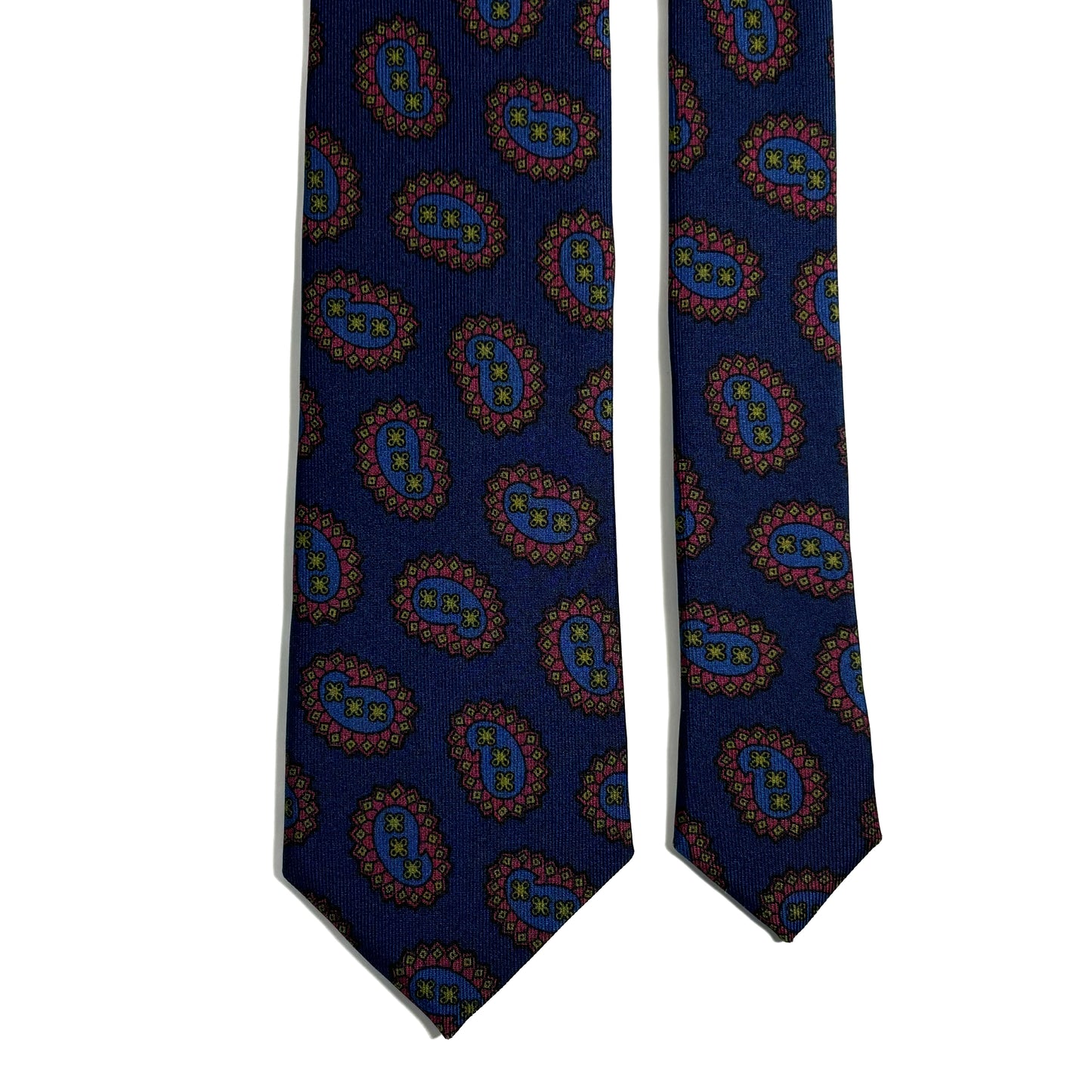 Navy Blue Paisley Printed 36oz Silk Twill Tie