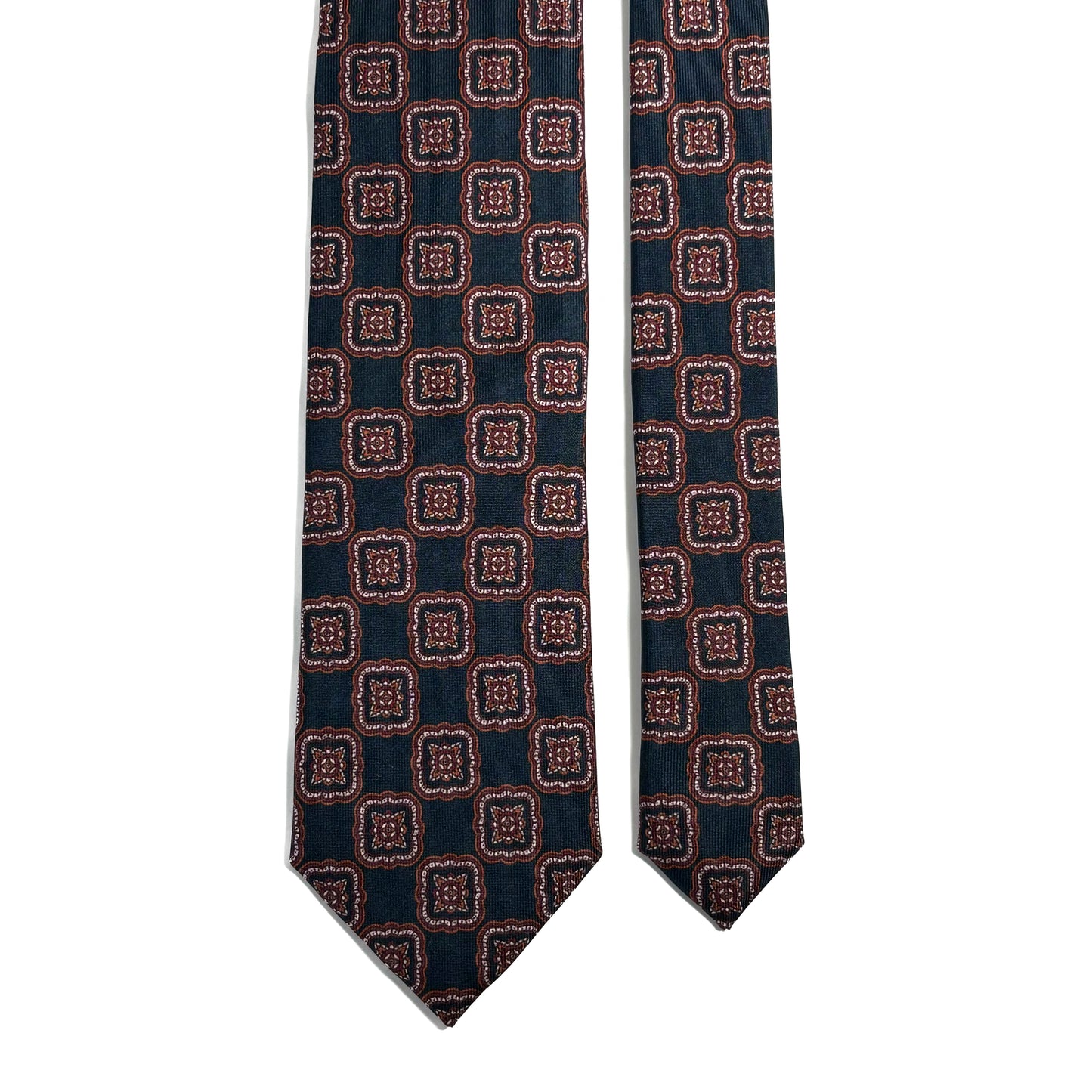 Navy Blue Medallion Printed 36oz Silk Twill Tie