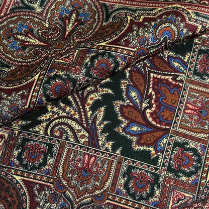 Forest Green & Brown Floral Motif Ancient Madder Silk Pocket Square