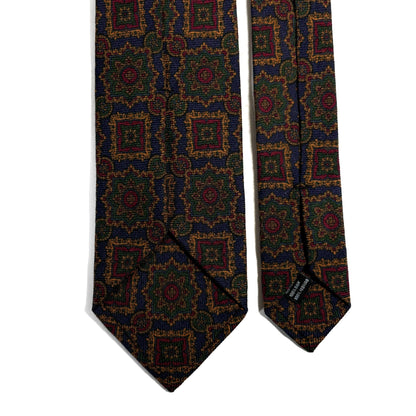 Navy Blue Large Geometric Wool/Silk Tie