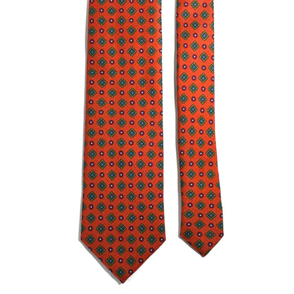 Orange Geometric Printed 24oz Silk Twill Tie