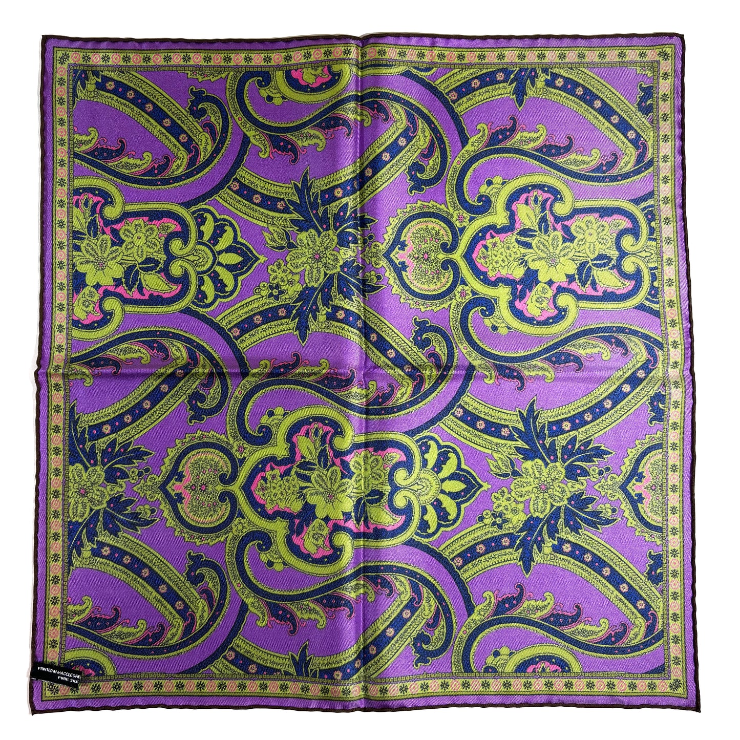 Purple & Green Floral Silk Pocket Square