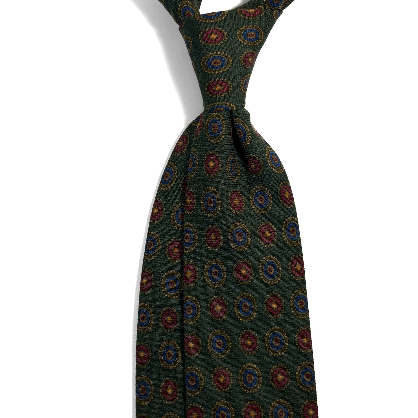 Forest Green Floral Medallion Wool/Silk Tie