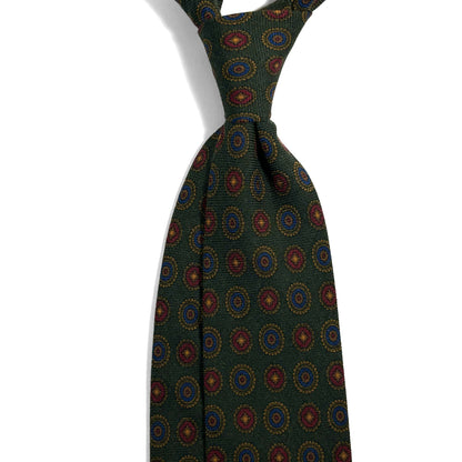 Forest Green Floral Medallion Wool/Silk Tie