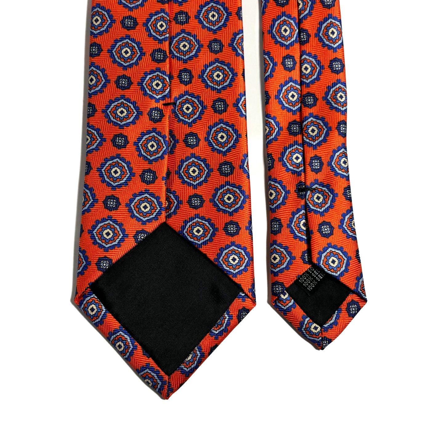 Orange Geometric Silk Tie (Handmade in Italy)