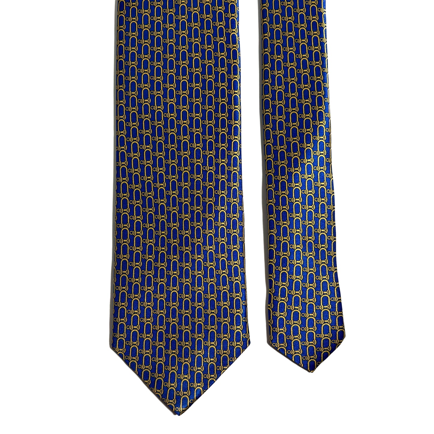 Royal Blue & Gold Bridle Motif Silk Satin Tie