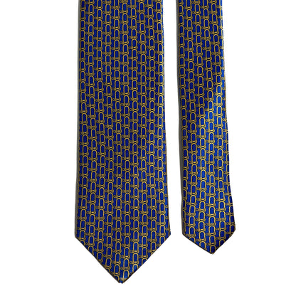Royal Blue & Gold Bridle Motif Silk Satin Tie