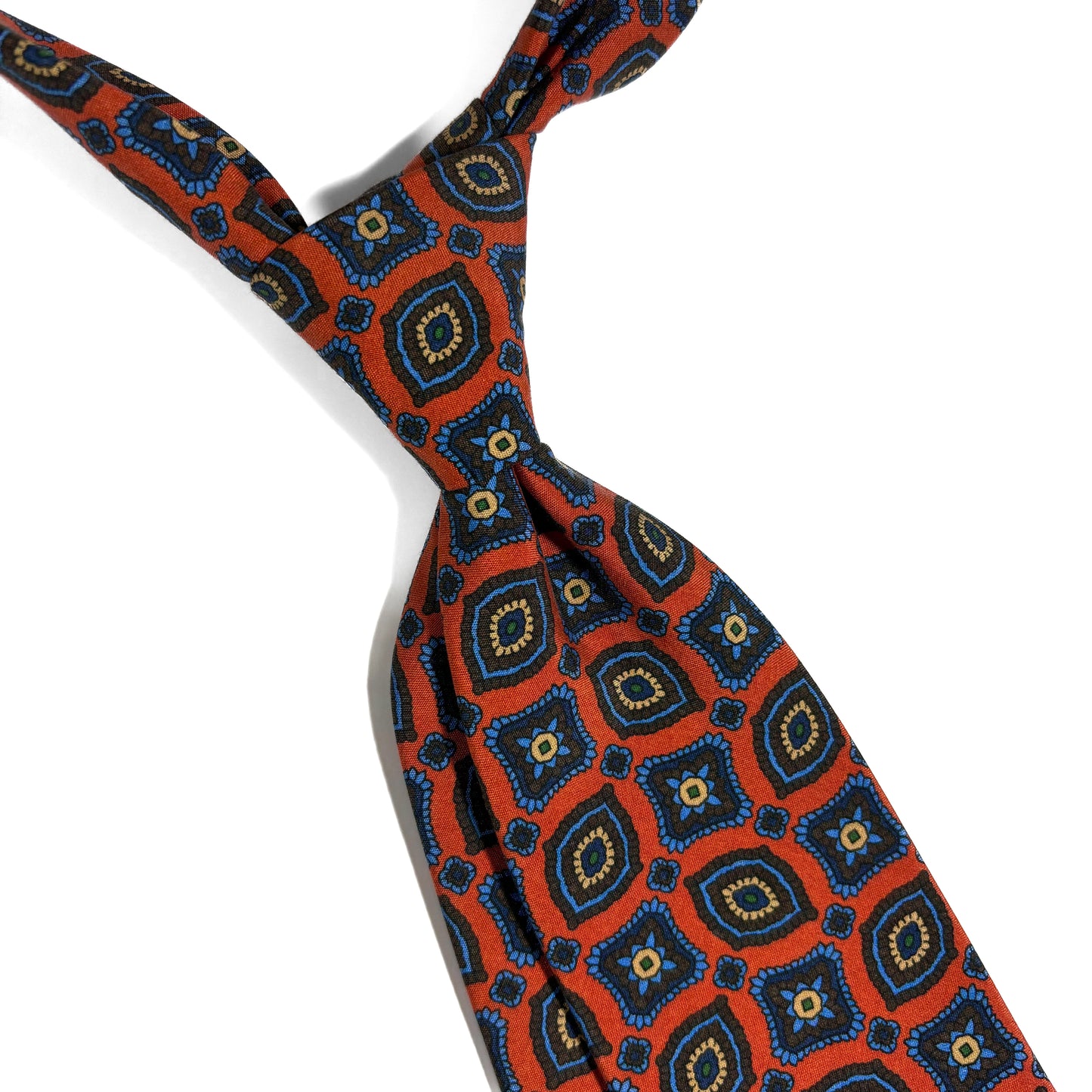 Orange Geometric Italian Madder Silk Tie