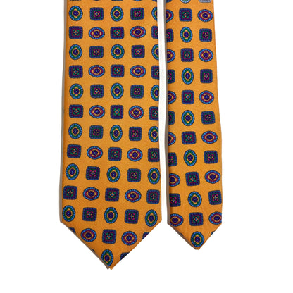 Amber Yellow Geometric Medallion Silk Tie