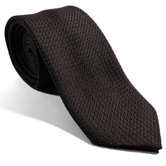 Dark Brown Silk Grenadine Tie (Garza Grossa)