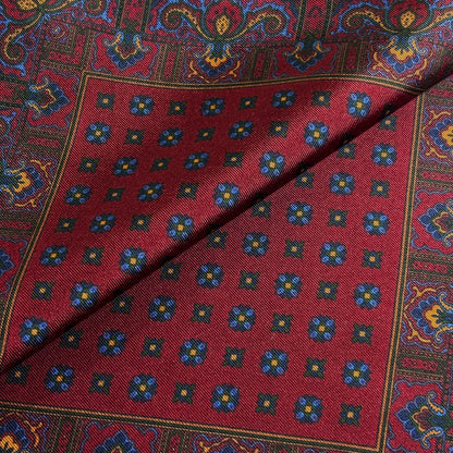 Burgundy Floral Ancient Madder Silk Pocket Square