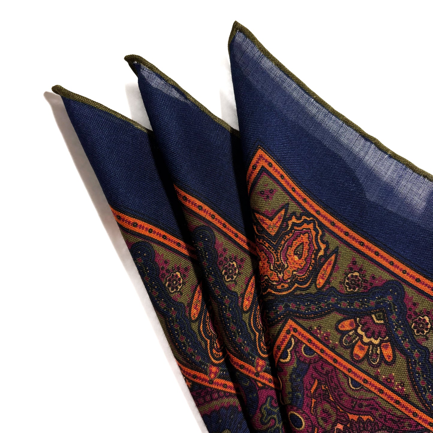 Dominus - Navy Blue & Magenta - Wool/Silk Pocket Square