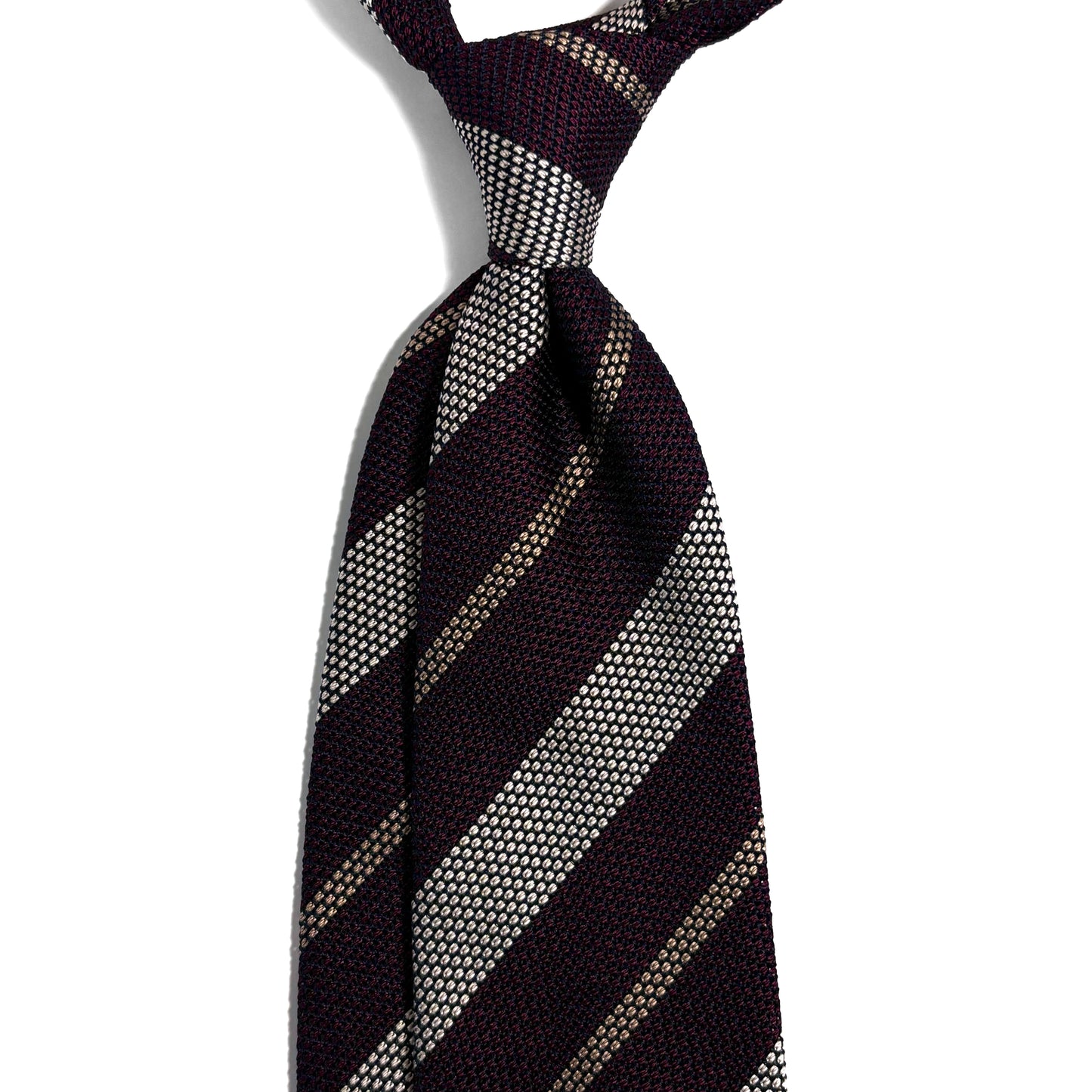 Burgundy / Silver Striped Silk Grenadine Tie
