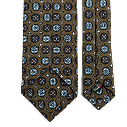 Olive Green Floral Ancient Madder Silk Tie