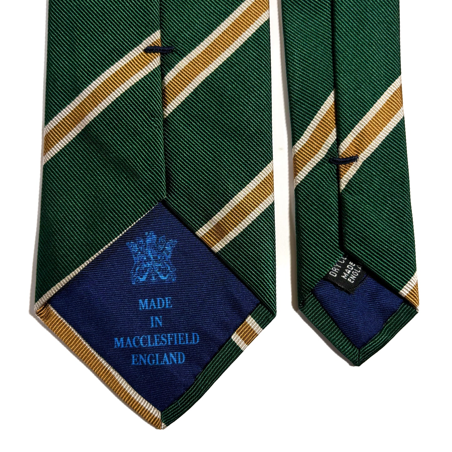 Green & Gold Striped Silk Repp Tie