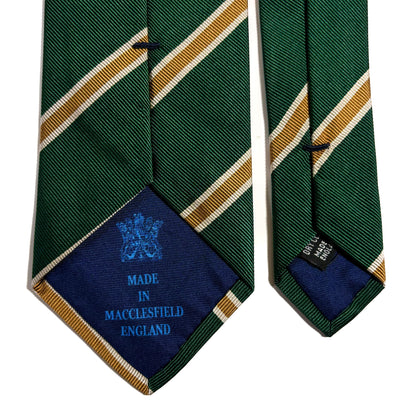 Green & Gold Striped Silk Repp Tie