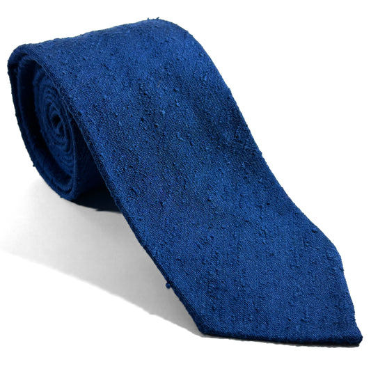 Untipped Blue Silk Shantung Tie