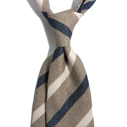 Beige Striped Silk Grenadine Tie (Garza Fina)