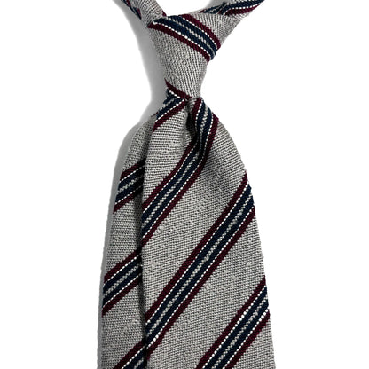Light Gray Stripe Untipped Silk Shantung Tie