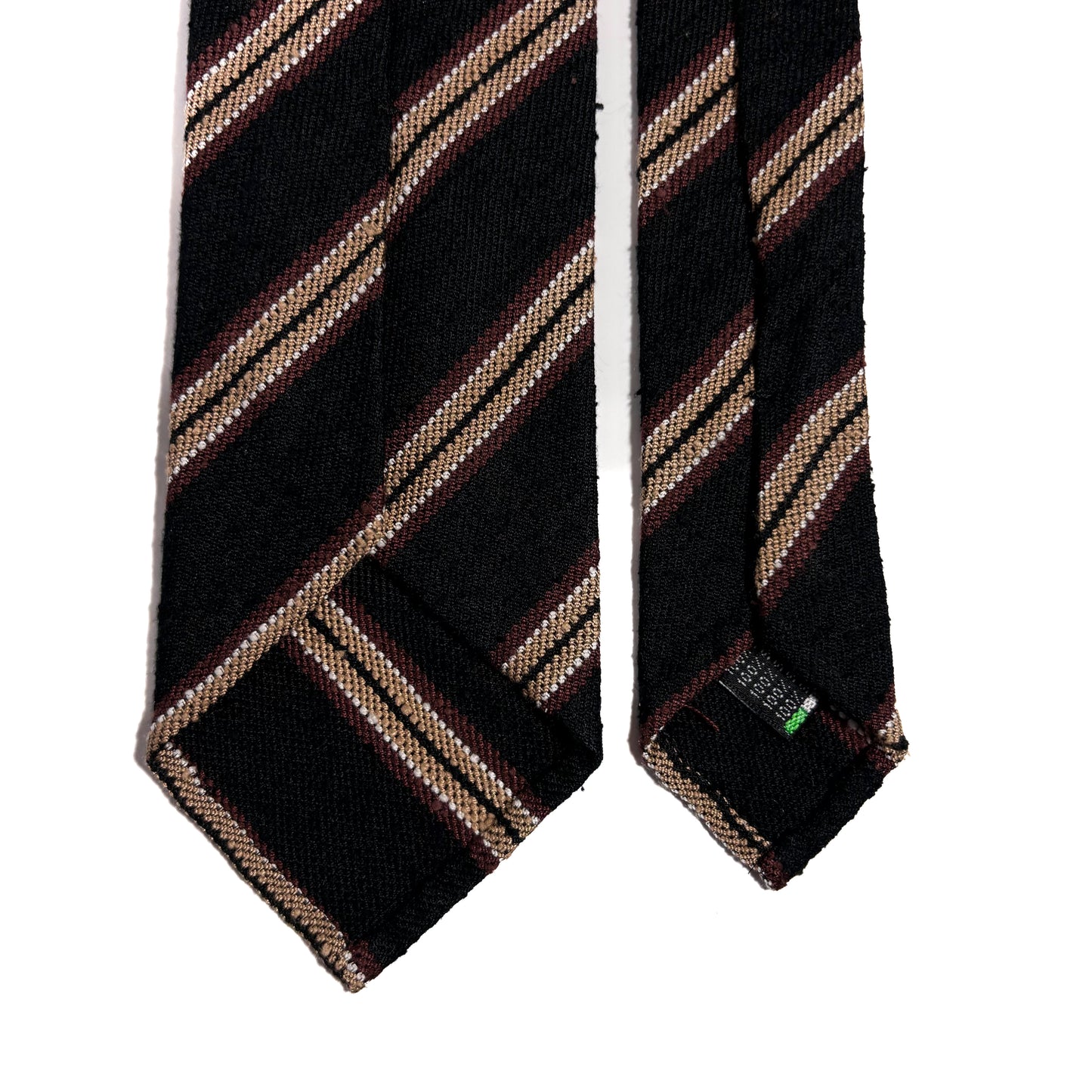 Black Stripe Untipped Silk Shantung Tie