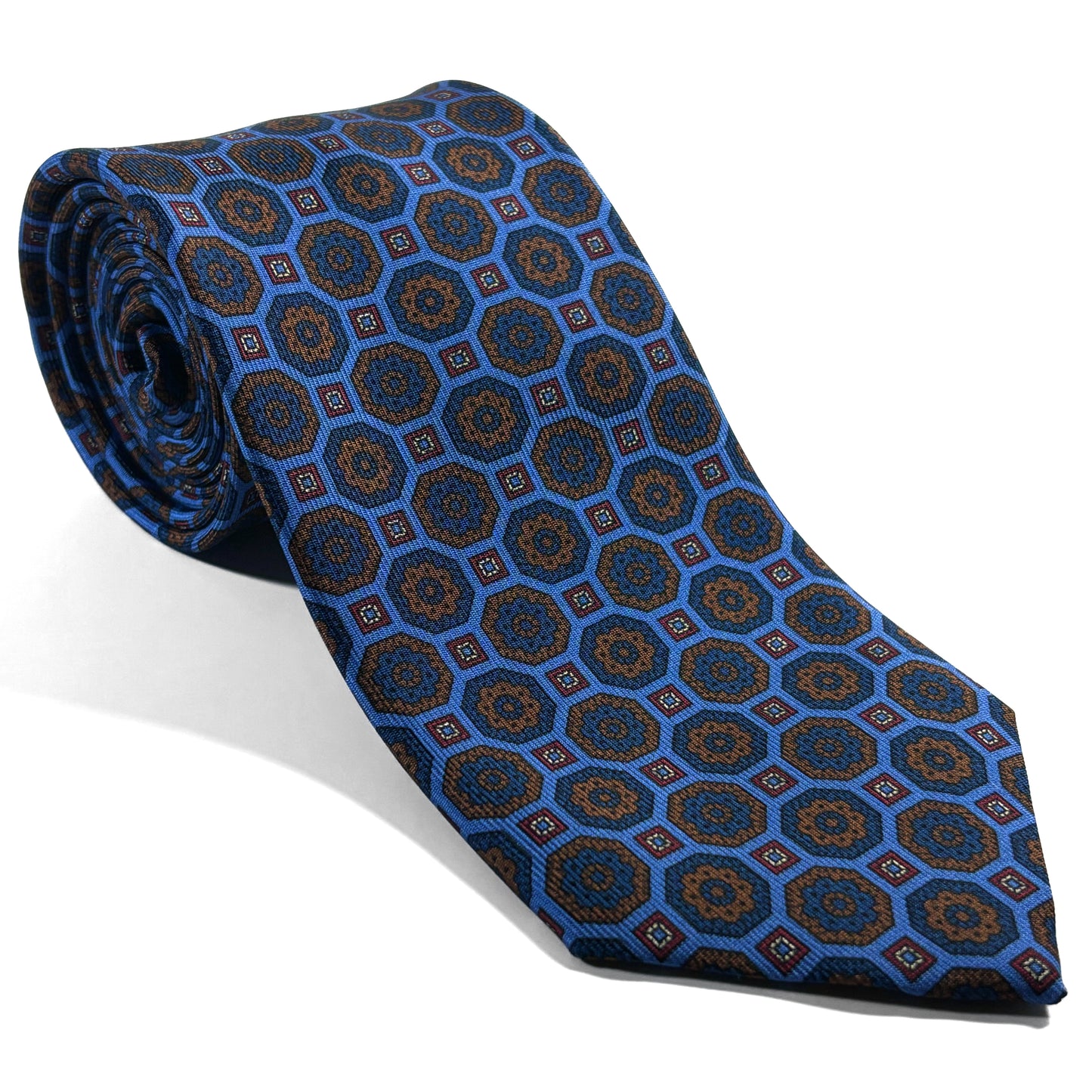Light Blue Geometric Ancient Madder Silk Tie