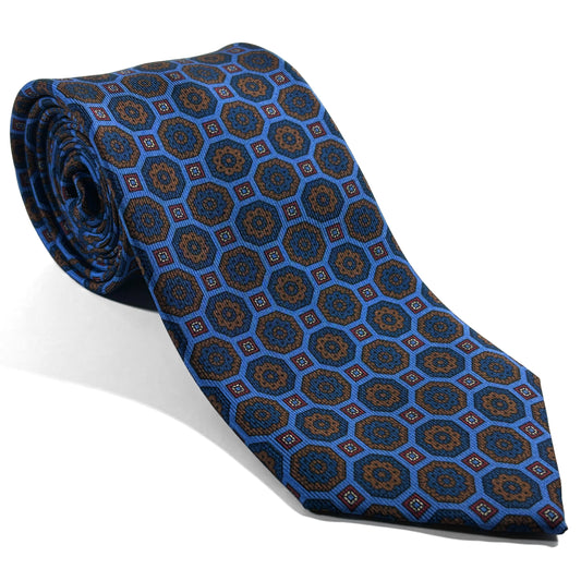 Light Blue Geometric Ancient Madder Silk Tie